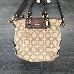 Coach Signature Logo Jacquard & Patent Leather Bag